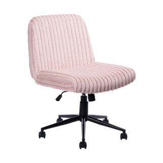 This pink criss cross gaming chair shows the ribbed pattern with the ultra soft fluffy material. The back is two inches higher than similar chairs to make it more ergonomic and cozy. 