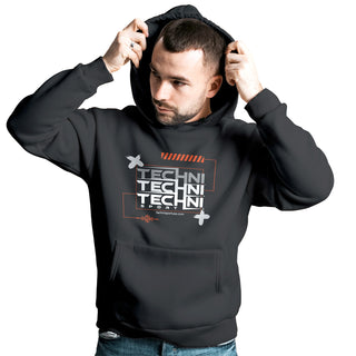 Techni Stacked Unisex Black Hoodie