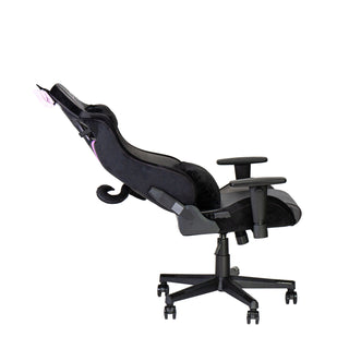 Reclined view of the cat chair by technisport showing the velvet like material. The cat chair reclines a full 150 degrees and features velvet like sides for the ultimate cat feel. 