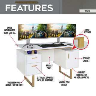 Arctic White Gaming Desk