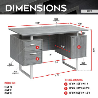 Arctic Grey Gaming Desk