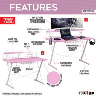 Pink Carbon Gaming Desk