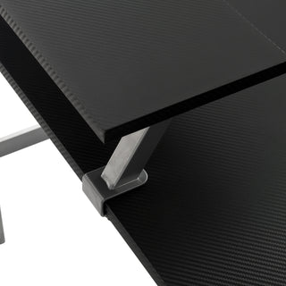 Chrome Finish of Gaming Desk Warrior in dark grey