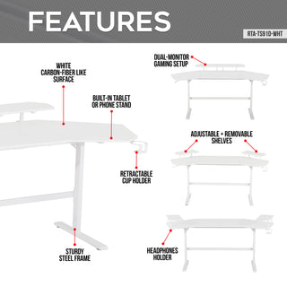 Defender White Gaming Desk