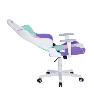 The kawaii gaming chair reclines a full 150 degrees for the ultimate comfort. If you're looking for a pink and white gaming chair with a kick this is it! In addition to pink and white it features pastel purple and mint along with an iridescent trim. 
