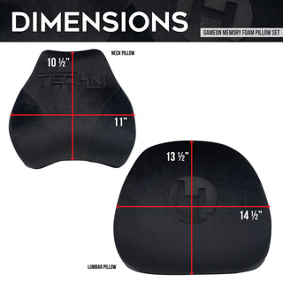 GameON-Black Memory Foam Neck & Lumbar Pillow Set