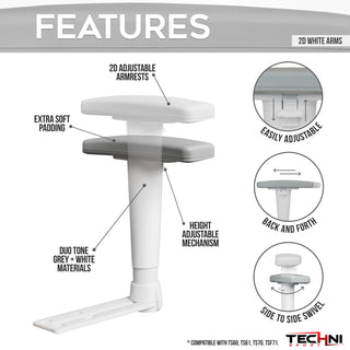 Techni 2D White Armrest